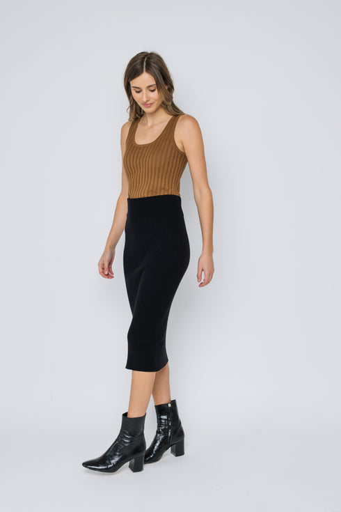 Lynne-Rib Knit Midi Skirt